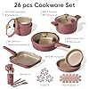 CAROTE 26 Pcs Pots and Pans Set, Nonstick Cookware Sets with Detachable Handle, Titanium Reinforced, Oven Safe, Cookware Non Stick Cooking Set w/Frying Pans & Saucepans Red(PFOS, PFOA Free) #1