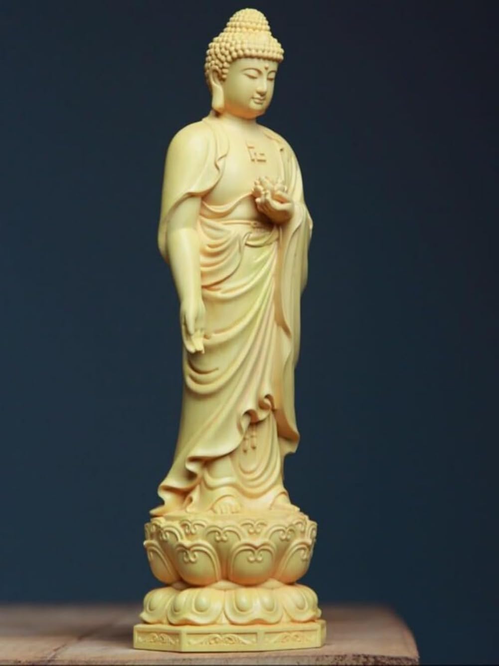 豪華！木彫仏像 三面阿弥陀三尊座像 彫刻 仏教工芸 柘植材 仏像専門店 仏像屋 / 天然ツゲ 黄楊 柘植 木彫り彫刻阿弥陀三