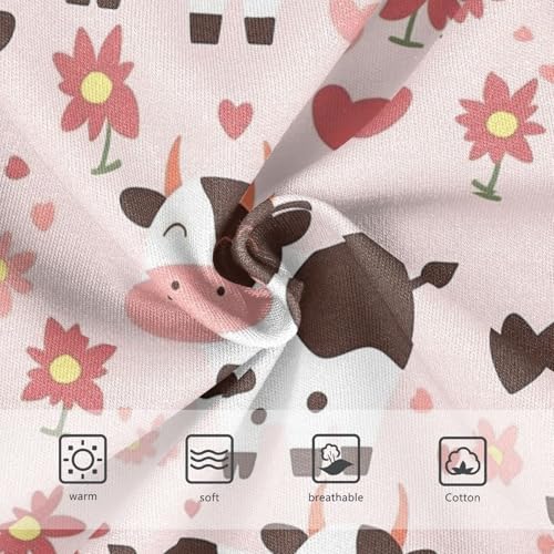 Wusikd Spotted Cow Girls' Underwear Cotton Pink Flowers Girls Briefs Soft Toddler Underwear 2T3