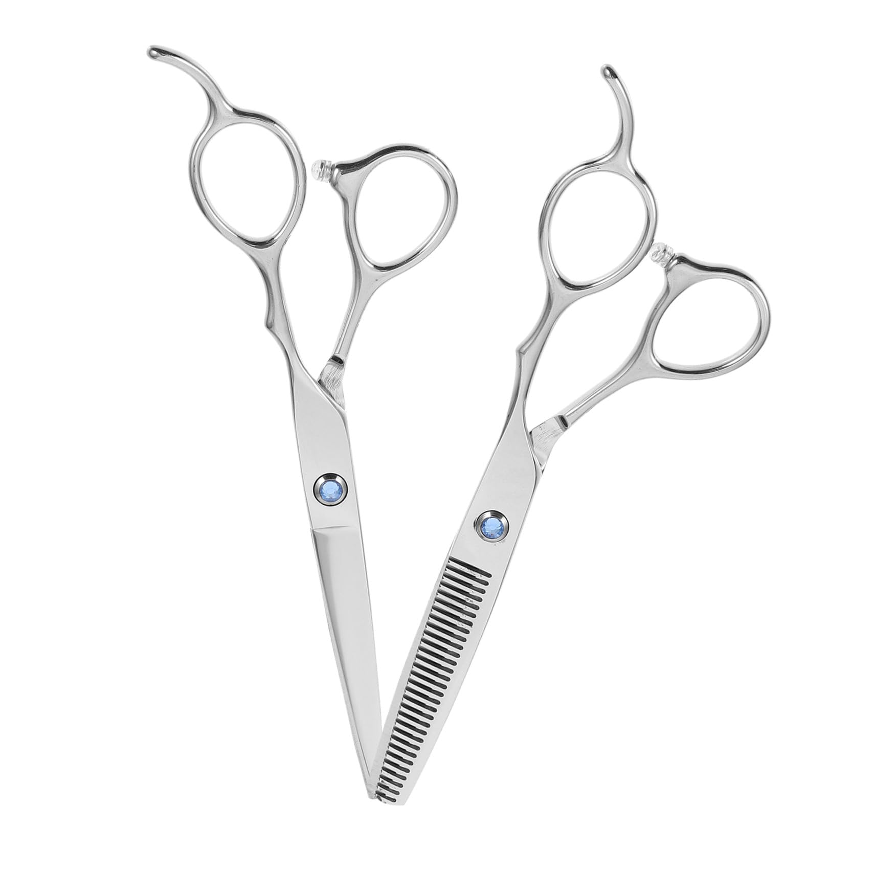 Lot de 2 Ciseaux Gauchers en Acier Inoxydable 6 Pouces, Design Ergonomique, Poignée Créative, Ciseaux Plats et Dentelés pour Usage Professionnel et Amateur