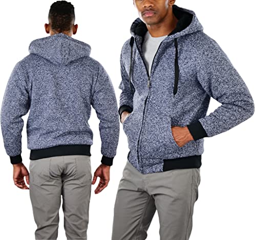 Image of ToBeInStyle Men's Polar Fleece Long Sleeve Zip Up Kangaroo Pocket Cold Weather Hoodie Jacket