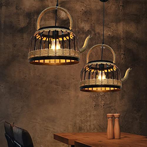 Lustre rustique résistant en corde de chanvre pour salon - 8