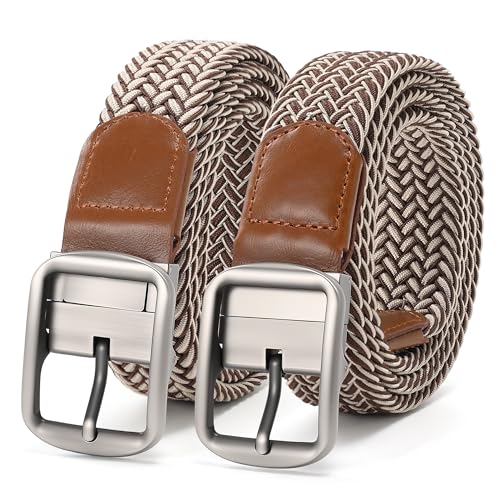 Image of Mile High Life | Braided Stretch Elastic Belts | Pin Oval Solid Black Belt Buckle | PU Loop End Tip Men /Women /Junior Belt