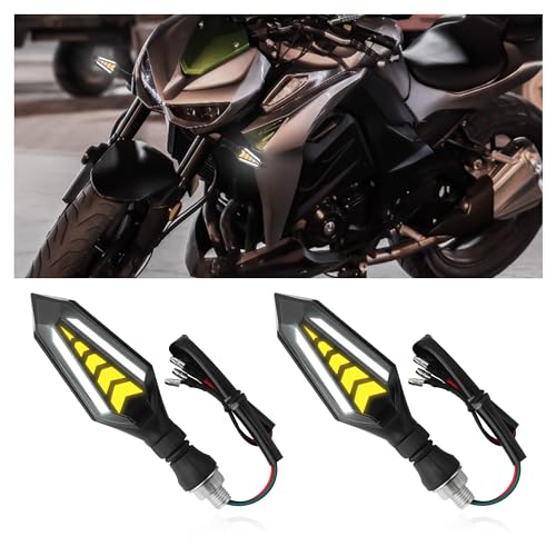 Stacool - 2 señales de giro para motocicleta, luces de doble color para indicadores de giro e iluminación, accesorios universales para motocicleta, montaje de...