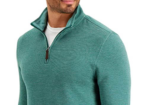 Club Room Mens Birdseye 1/4 Zip Comfortable Pullover Sweater Green S3