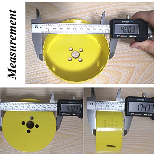 Jiecheng Bi-Metal 4 Inch Hole Saw With Arbor Mandrel For Cutting Wood,Cornhole Boards,Drywall,Plasterboard,Plywood,Steel,Aluminium,Brass,Copper,Zinc,Tin,102Mm #TOP2