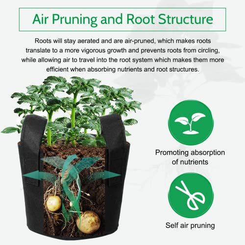 Jeria 12-Pack 5 Gallon, Vegetable/Flower/Plant Grow Bags, Aeration Fabric Pots With Handles (Black), Come With 12 Pcs Plant Labels #TOP4