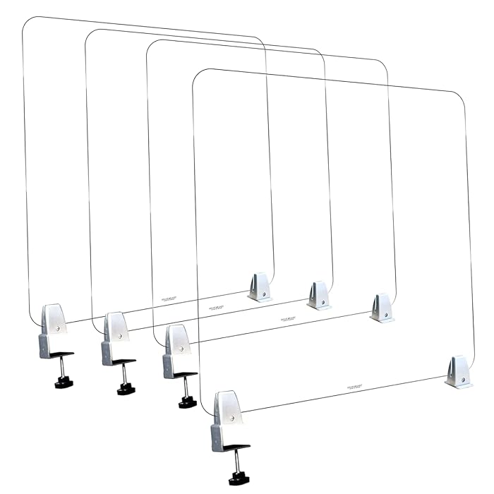 Buy Clear See Through Desk Divider (4 Pack), Office Partition, Sneeze