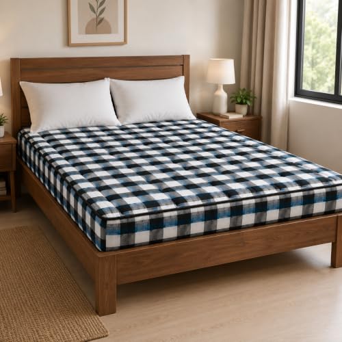 Image of Box Bordered Cotton Mattress 3 x 6 Feet | 4 Inch Thick Cotton Filled Gadda | Foldable Floor Mattress for Sleeping, Guest Bed, Hostel, Home & Travel