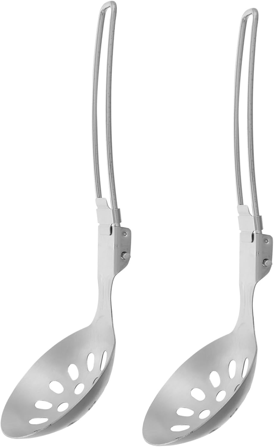 2Pcs Foldable Stainless Steel Skimmer Spoon Space Saving Outdoor Utensils for Camping Lightweight and Portable Cooking Tools for Picnics and Hot Pot