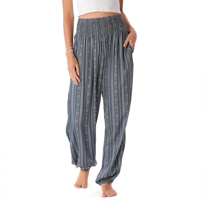Lotus and Luna Women's Harem Pants Thai Pants for Beach & Lounge High Waisted Flowy Boho Pants Genie Pants Yoga Pants