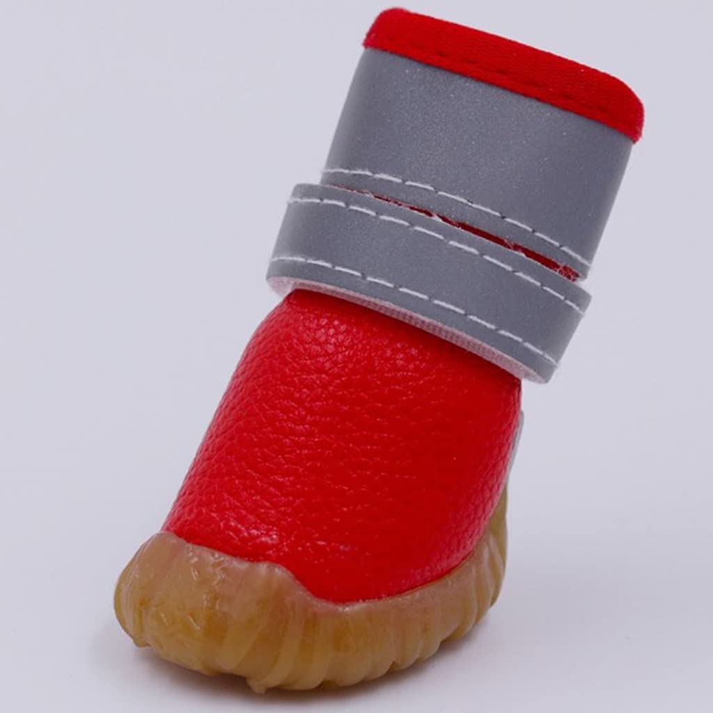 Pet Shoes Winter Dog Leather Rain Shoes for Small Dogs Anti-Slip Chihuahua York TedPet Cats Boots Sock Soft-Soled (Red 4 Code)
