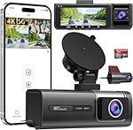 3 Channel 5G WiFi Dash Cam, 4K+1080P+1080P Dash Cam Front and Rear Inside with 64GB Card, 3.16” IPS Screen, G-Sensor, Loop Recording, Parking Monitor, 170° Wide Angle, IR Night Vision, WDR, Silver