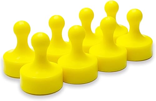 GLASSBOARD STUDIO Potentes imanes de neodimio, juego de 8, en forma de peón, amarillos, imanes fuertes para nevera y pizarra, ideales para oficina,