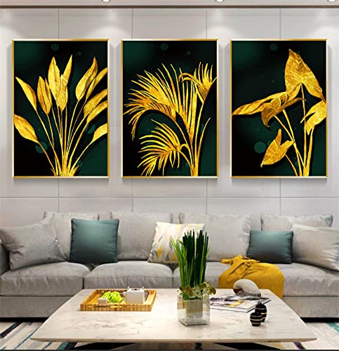 Feuilles d'or toile art peinture grand format pour habiller un mur vide sans effort