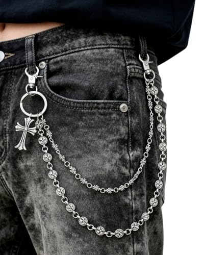 TESGADGETS Hosenkette mit Geldbörsenanhänger Punk-Jeansgürtel Biker-Kette Schlüsselanhänger Hip-Hop-Taschenketten Gothic-Accessoires für Damen und Herren