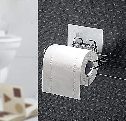 Image of HoMedics Self Adhesive No Drill Self Adhesive Toilet Paper Holder /Tissue Paper Roll Holder /Bathroom Rack for Kitchen /Towel Holder (4, Silver)