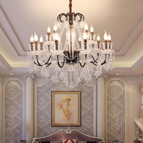 SYAXVOM Lámpara de araña LED Europea de Lujo contemporánea con Cristal Negro para Sala de Estar, Restaurante, Dormitorio, Villa, Hotel, dúplex, Escalera, Tienda de Ropa, salón de Belleza (