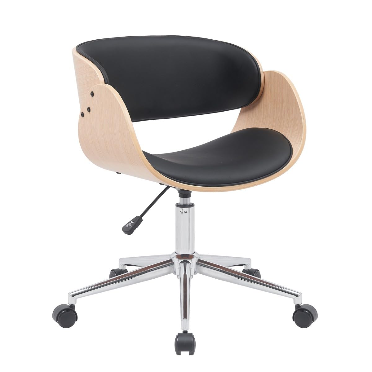 Chaise de bureau ergonomique à roulettes réglable en hauteur bois clair Demeyere