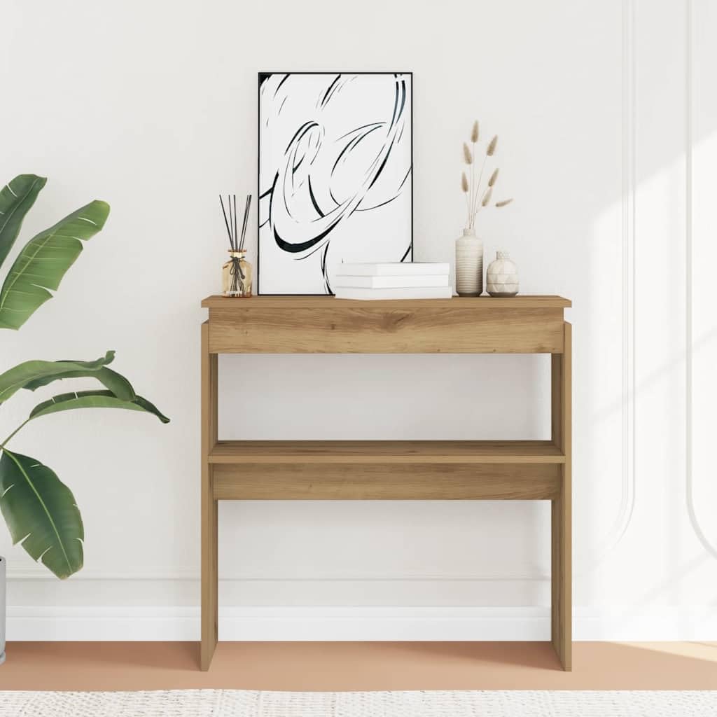 SXZenSpace Console Table 80x30x80 cm Artisan Oak Engineered Wood Hallway Side Sofa Easy Assembly Versatile Small Coffee for Living Room Bedroom and Corridor
