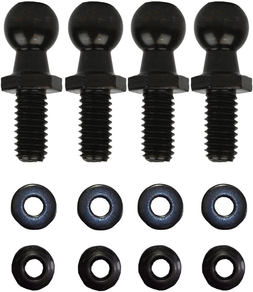 Qty 4 Ball Studs 10mm BallStuds, M6X1.0 Thread Black Color
