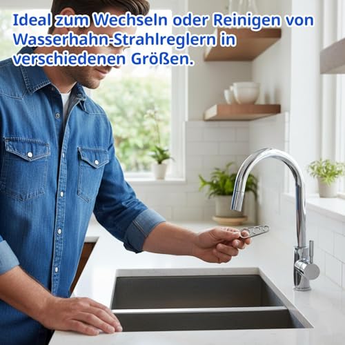 11-teiliges Set Perlator Schlüssel, 1 Stück Wasserhahn Entkalker Aufsatz und 5 Stück Schlüssel Für Perlator, perlatorschlüssel Für （M16.5, M18.5, M21.5, M22.5, M24）