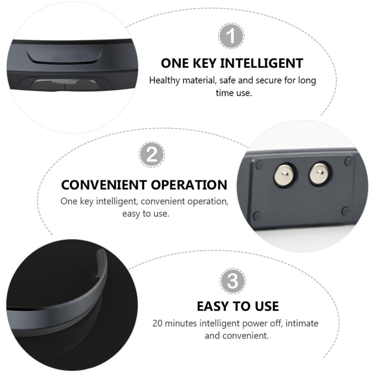 Appareil de Massage Portable Noir en Abs Design Ergonomique pour Soulager les Maux de Tête et Favoriser la Relaxation du Sommeil