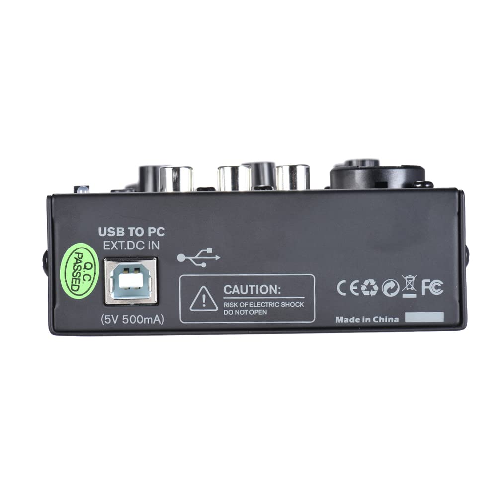 AGE03 5-Kanal Mini Mic-Line Mischpult USB Audio Interface Mixer mit eingebautem Echo-Effekt USB Verstärktes DJ Netzwerk für Aufnahme Live Streaming Karaoke