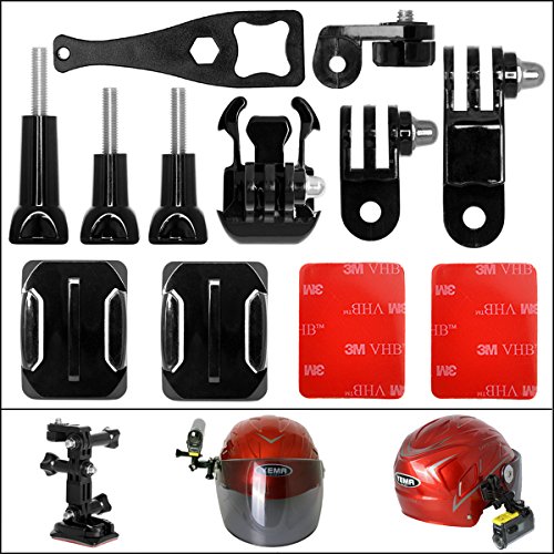 12en1 Kit de Montaje en Casco para cámara de acción Accesorios de Montaje con Adhesivo Compatible para Gopro Hero/Session/Sony Kits de Montaje en Casco para cámara Deportiva Accesorios Combo Set