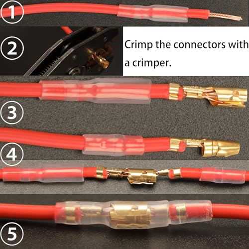 Image of 400PCS 3.9mm Bullet Connectors Male and Female, Brass Bullet Terminal Connectors with Insulation Sleeve, Crimp Terminal Connectors Automotive Electrical Connectors Motorcycle Connector Kit