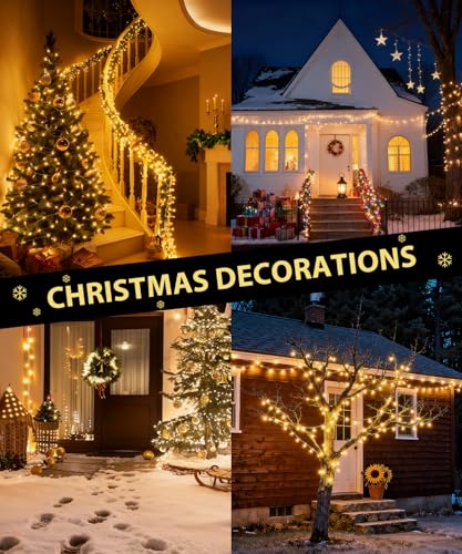 LED Lichterkette Außen 20M 200LED Warmweiß, Strombetrieben mit Stecker, 8 Modi & Timer mit Fernbedienung und Speicherfunktion, IP44 Wasserdicht für Innen Außen Garten Balkon Hochzeit Weihnachten Party
