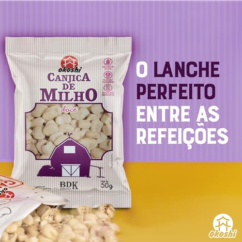 OKOSHI - Canjica de Milho com Açúcar Orgânico - Pipoca Saudável, Snacks Saudáveis de Baixa Caloria,