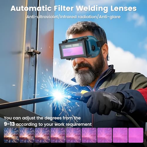 Image of Auto Darkening Welding Goggles with Clear Inner Lenses Welding Helmet Solar Welder Eyes Glasses Flip Up Lens Eye Protection (Dark Green)