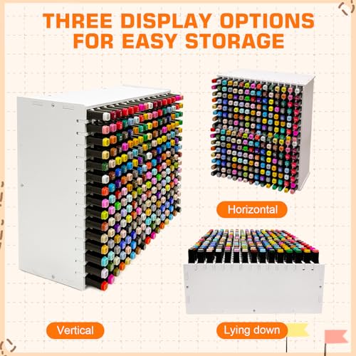 Image of Art Marker Organizer Rack for 240 Markers, Marker Holder Watercolour Brushes Pen Holder With Removable Partition Panels, Color Pencil Storage for Desk