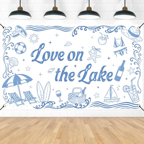 Musaeva Love on The Lake Bachelorette Decor - Lake Bach Bachelorette Party Backdrop Decorations Beach Camping Party Decor Supplies for Wedding Bridal Shower 71 X 43 Inches