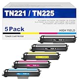 TN221 Toner Cartridges 5 Pack TN225 - Replacement for Brother tn221 tn221bk tn225 Compatible with Brother MFC-9130CW Toner Cartridge, HL-3170CDW Toner Cartridge, HL-3140CW MFC-9330CDW Printer