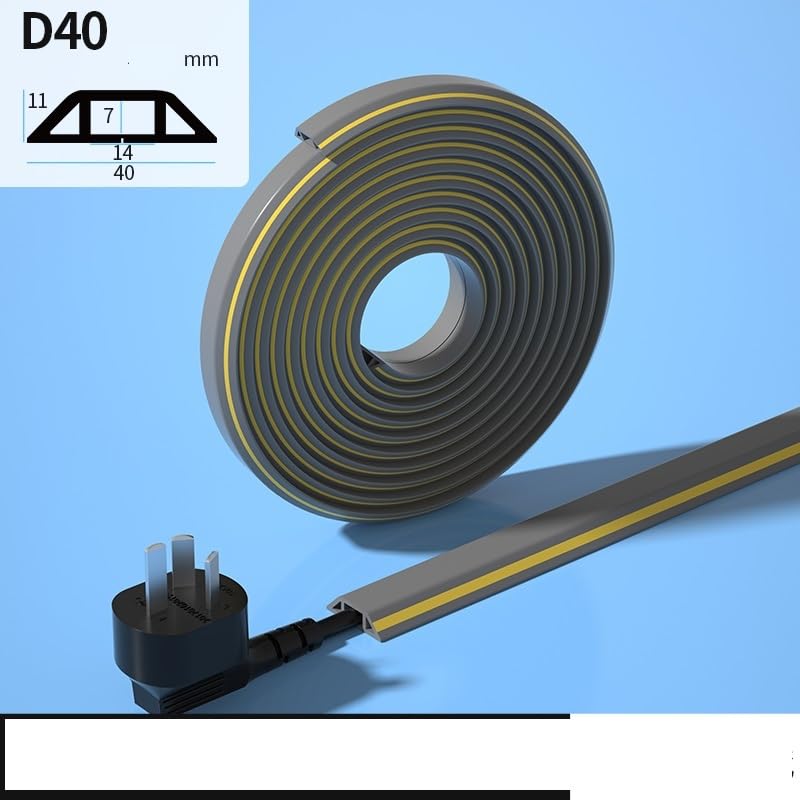 Copertura for cavi da pavimento Protezione for cavi in ​​PVC Protezione autoadesiva for cavi di alimentazione Prolunga for canalina for cavi elettrici Gestione cavi per l'ufficio domestico(D40 gray ye