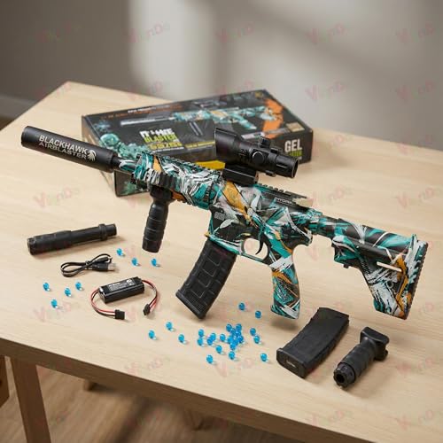 Image of VikriDA Automatic & Manual (Dual Mode) Electric M416 Small Balls Blaster Gun with Small Balls, Battery Gun with Automatic Fast Fire Rate for Adults - M416 Rifle Shooting
