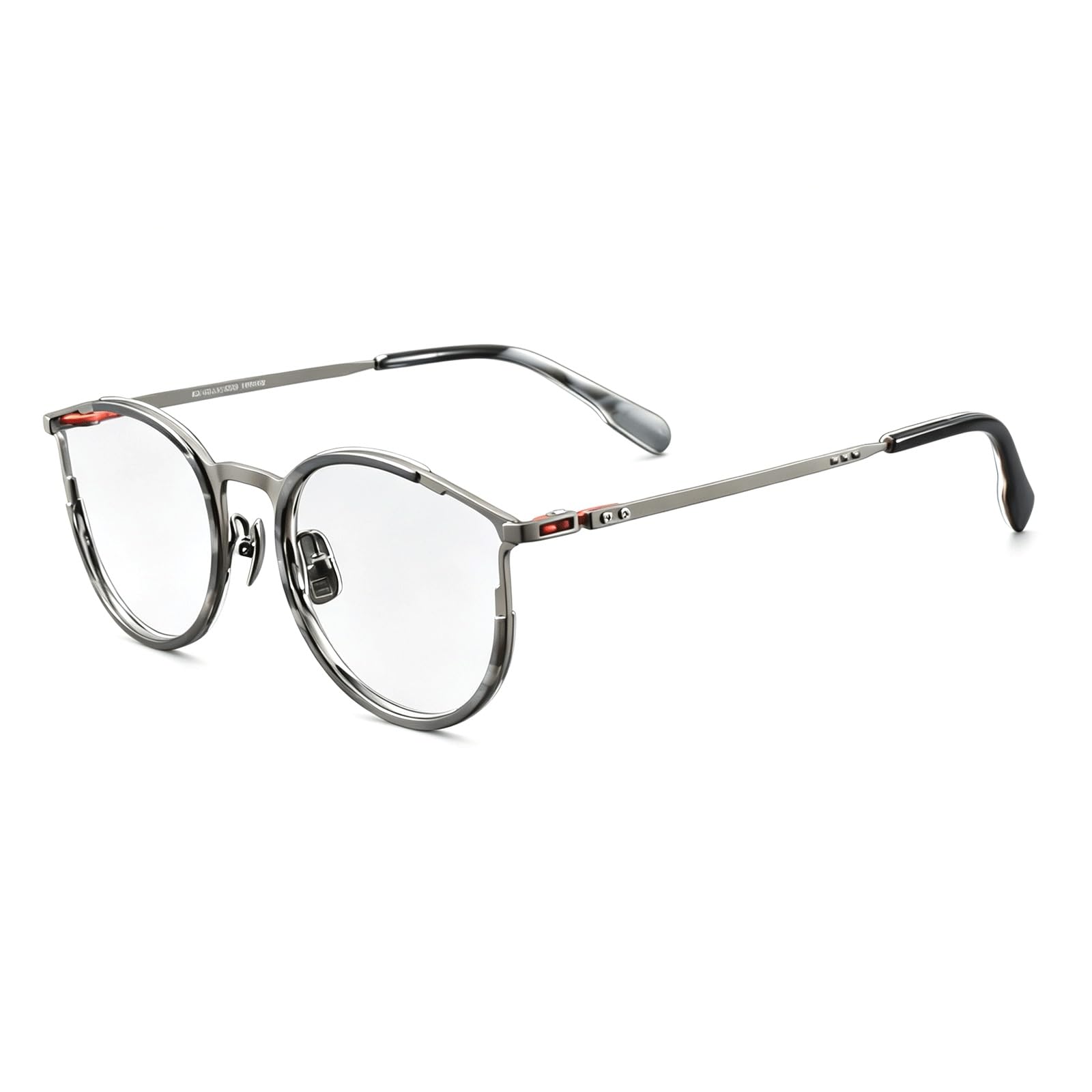 Montature for Occhiali in Acetato 147mm Occhiali da Vista Senza prescrizione Occhiali Rotondi for Computer Titanio Puro Comfort Leggero(C4 Gray)