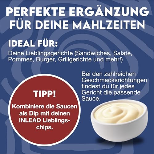 INLEAD - Premium Sauce - Light Soße | 85% weniger Kalorien & 90% weniger Fett | Perfekt Zur Diät | Kalorienarme Ernährung | Vegan | Glutenfrei | Laktosefrei - 350ml (Holland Mayo Style)