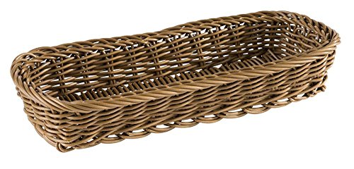 APS 40010 ECONOMIC Polypropylen Besteck Spender, Flechtwerk, Besteckkorb, Aufbewahrungskorb, 27 x 10 x 4, 5 cm, Braun