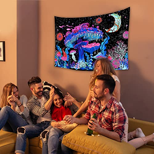 Tapeçaria de Cogumelos Coloridos | Arte de parede impressa indiana, tapeçarias para decoração de par