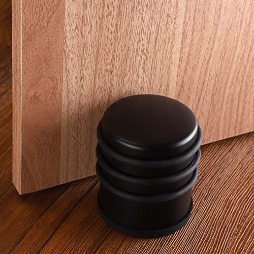 Sumnacon Heavy Duty Floor Door Stopper No Drill - Durability Stainless Steel Door Stop With Anti-Skid Rubber - Contemporary Safety Doorstop For Home Office Commercial Industrial, Black #TOP5
