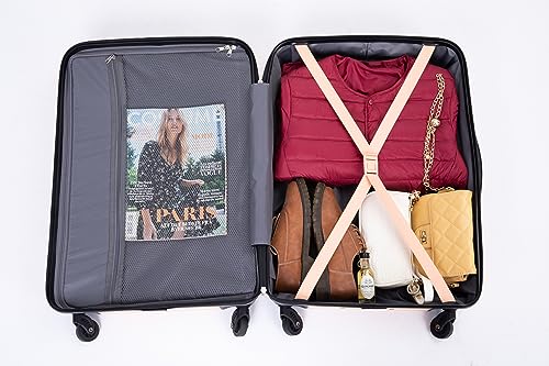 Expandable 3 Piece Luggage Sets PC Lightweight & Durable Suitcase with Two Hooks, Spinner Wheels, TSA Lock, (21/25/29) Peach3