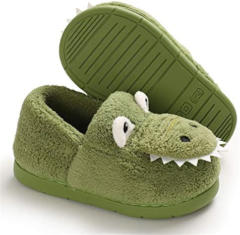 Sakuracan Toddler Boys Girls House Slippers Cartoon Dinosaur Warm Home Shoes Indoor Bedroom(6-6.5 Toddler, A-Green) | Image 2