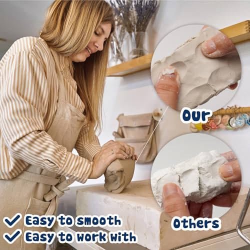 HEJIN Kit de argila seca a ar para adultos, kit de artesanato de cerâmica de 1,5 kg para iniciantes,