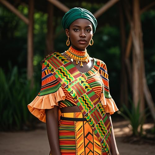 Wehhbtye 4 Pcs Kente Stole Sash, 76'' X 7'' African Pattern Sash Scarf, African Print Kente Clothing Accessory for Black History Month Kwanzaa Celebration Graduation Choir