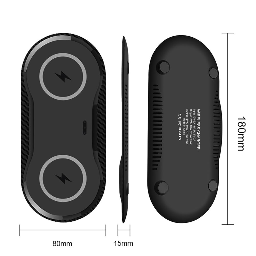 2 Cargadores inalámbricos Dobles de 15 W para múltiples Dispositivos, Almohadilla de Carga inalámbrica rápida de 30 W para Apple iPhone, AirPods, teléfono Samsung, Google Pixel y Todos los
