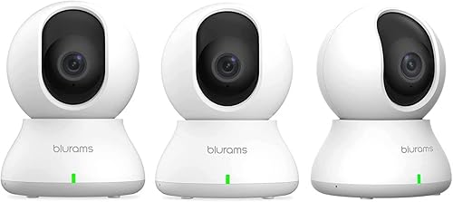 blurams Cámara de seguridad 2K 3 piezas, monitor de bebé, cámara de perro de 360 grados para seguridad en el hogar con seguimiento de movimiento