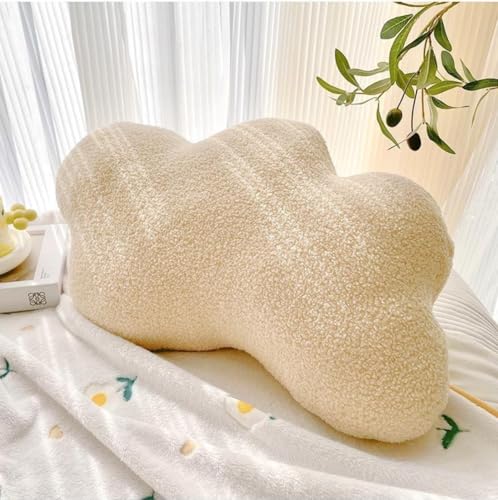Ueiwffzo Wolken Kuschelkissen Kinder Weiche Flauschige Wolken Zierkissen Sofakissen, Plüsch Kissen Dekokissen für Kinderzimmer Schlafzimmer Deko (Beige)